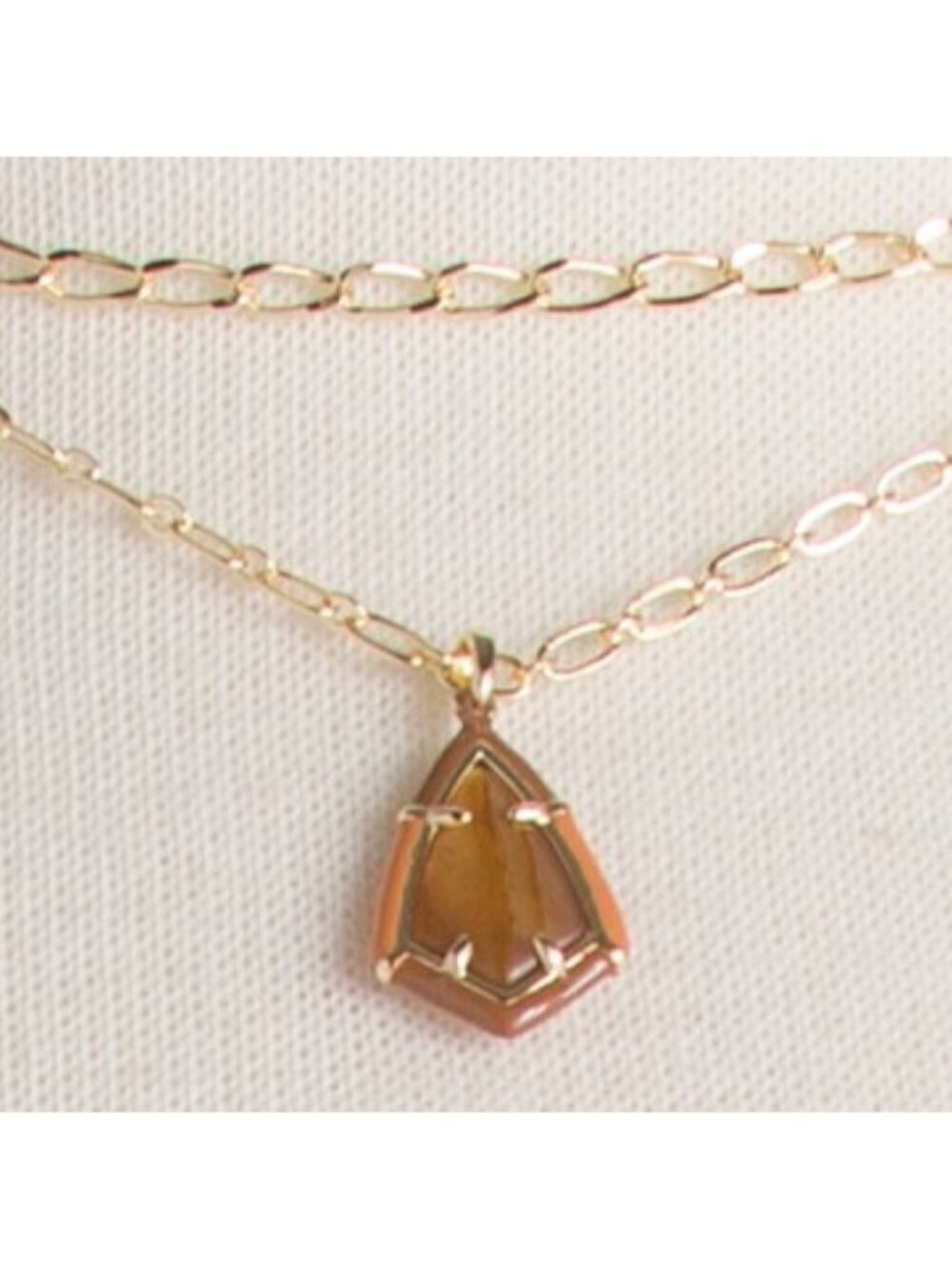 KENDRA SCOTT Gold Amber Illusion Camry Enamel Frame Necklace - Picture 4 of 4